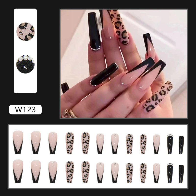 Wholesale Long Ballerina False Nails Leopard Print Plastic Nail Stickers